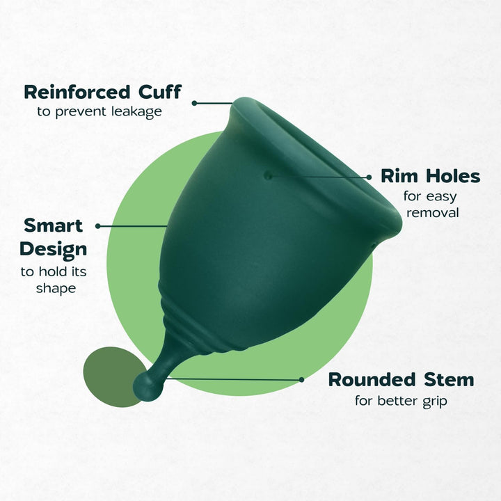 Menstrual Cups, First Period Starter Pack of 2 Kit with Mini Box, Period Cup Medical Grade Silicone, Feminine Hygiene Better Alternative to Sanitary Pads & Tampons for Girls - Small & Large