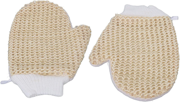 Exfoliating Bath Glove for Men and Women - Soft Sisal Shower Body Scrubber Mitt for Deep Skin Cleaning and Dead Skin Removal