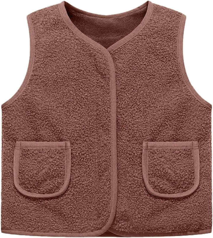 Girls Fleece Vest Winter Padded Warm Jacket Outerwear Softshell Windproof Thermal Insulated Coats for Toddler Kids