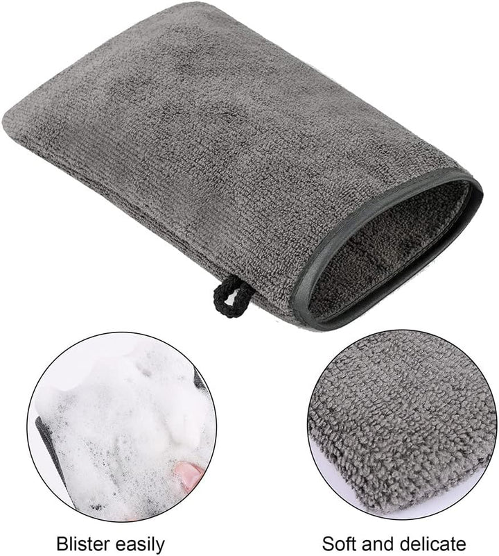 Microfibre Body Wash Mitts, 5PCS Flannel Face Mitt Makeup Remover Mitt for Face Body Bath SPA (5.91 * 8.27 Inches)