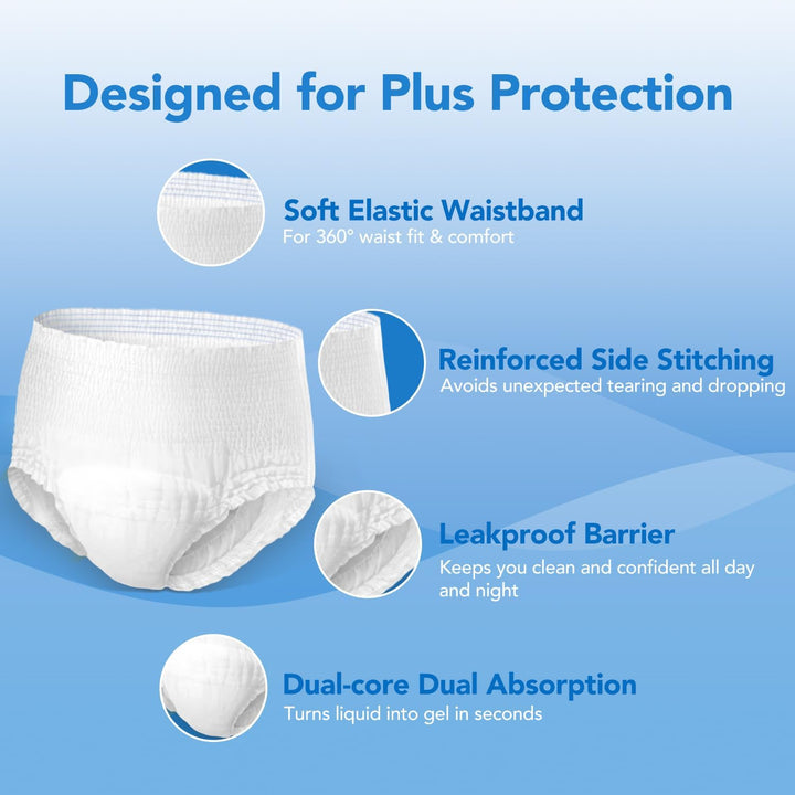 Trustplus Incontinence Pants for Men and Women, Adult Pull Ups, Disposable Protective Underwear, Maximum Absorbency, Odour Control, Large, 16 Count