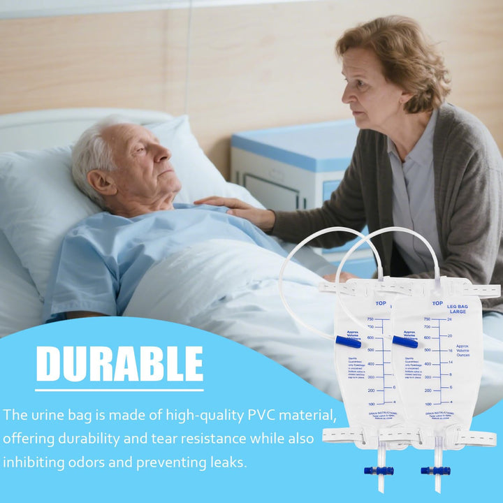 5Pcs 750ML Urinary Drainage Bag, Urine Bag with anti Reflux Chamber, Urine Drainage Bags with T-Tap Valve and 45Cm Tube, Individually Sealed Urinal Night Bags (750, 5)