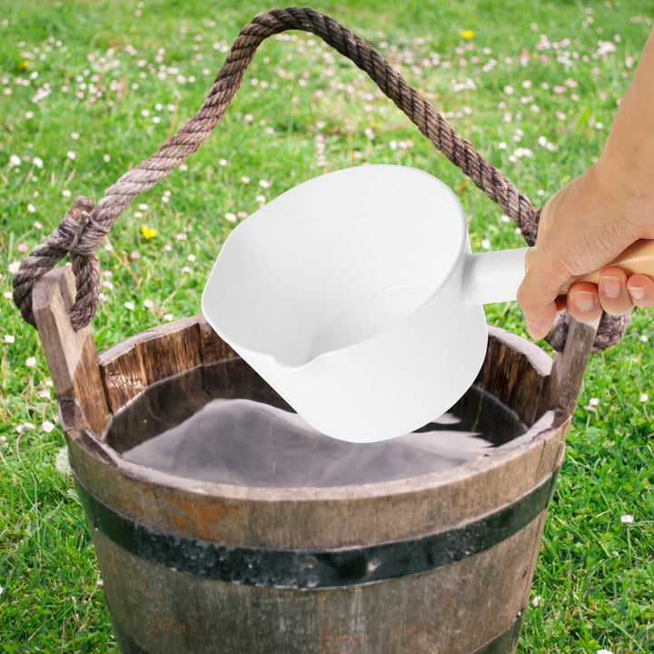 Wooden Water Scoop Long Handle Bath Dipper Water Ladle Scoop for Efficient Transfer in Bathroom Sauna and Garden 12 Inch Stackable Design