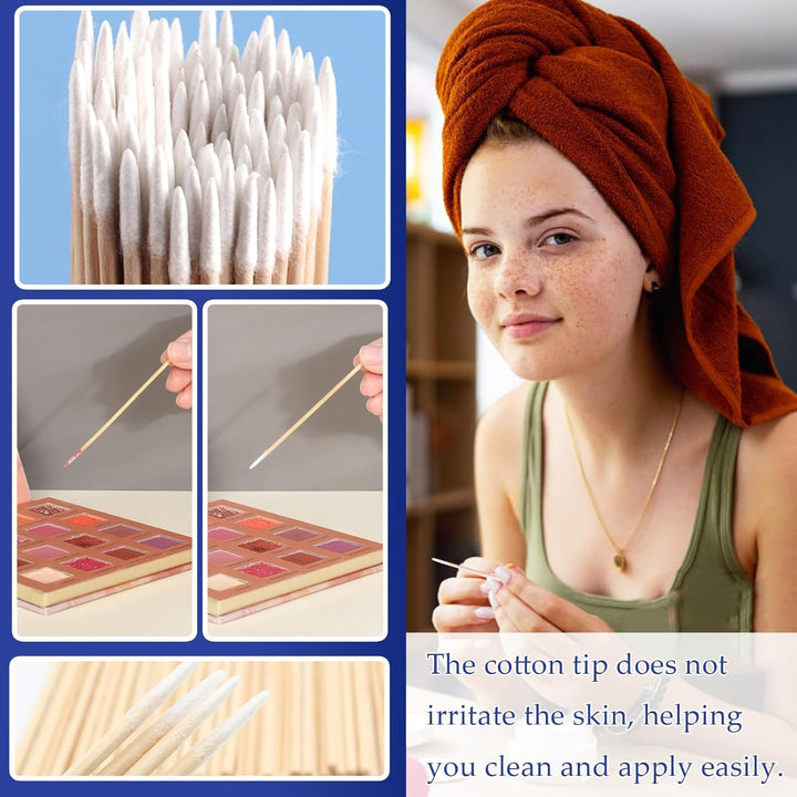 400 Pcs Cotton Swab,Cotton Buds,Cotton Tipped Applicator,Cotton Swabs Wood Sticks for Eyebrow Tattoo Beauty Make-Up Color Nail Seam Dedicated Dirty Picking Sticks,Nail Seam Dedicated Dirty Picking