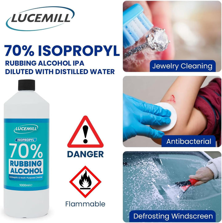 70% Rubbing Alcohol | 1 Litre | Super Strength IPA Surface Sanitiser | 70% Isopropyl Alcohol | Clear Liquid