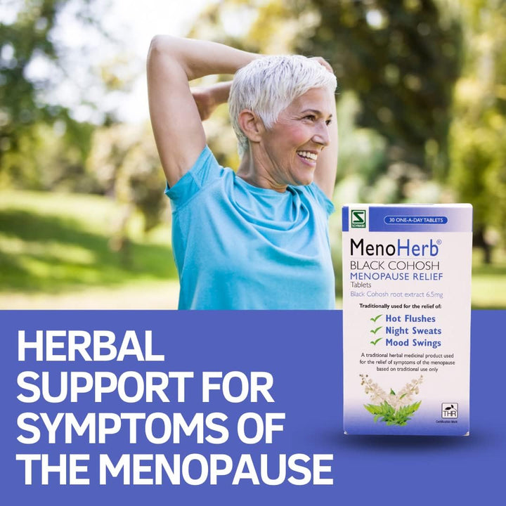 Pharma - Menoherb - Menopause Relief - Black Cohosh Root Extract 6.5Mg - Traditionally Used for Hot Flushes, Night Sweats and Mood Swings - 30 Tablets