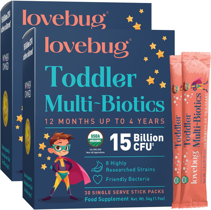 Kids Probiotic Powder - 15 Billion CFU Multi-Strain Formula - Friendly Bio Cultures to Support Gut Health for Children & Toddlers Aged (12 Months to 4 Years) - 30 Unflavoured Sachet Pack
