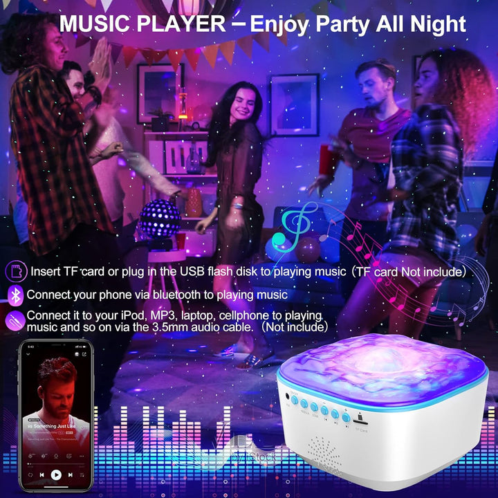 Galaxy Projector, Star Projector Night Light with Remote Control/Timer Function/Built-In Music, LED Projector Light with 8 Lighting Modes for Kids Adults Bedroom/Party/Gift (White)