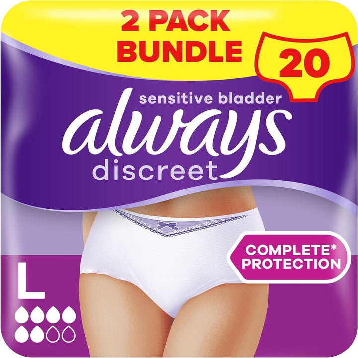 Incontinence Pants Women, Medium, Disposable Underwear Women, UK Size 8-14, White, Absorbency 6, 48 Underwear , Knickers (12 X 4 Packs), Bladder Leak Protection , Maternity Postpartum