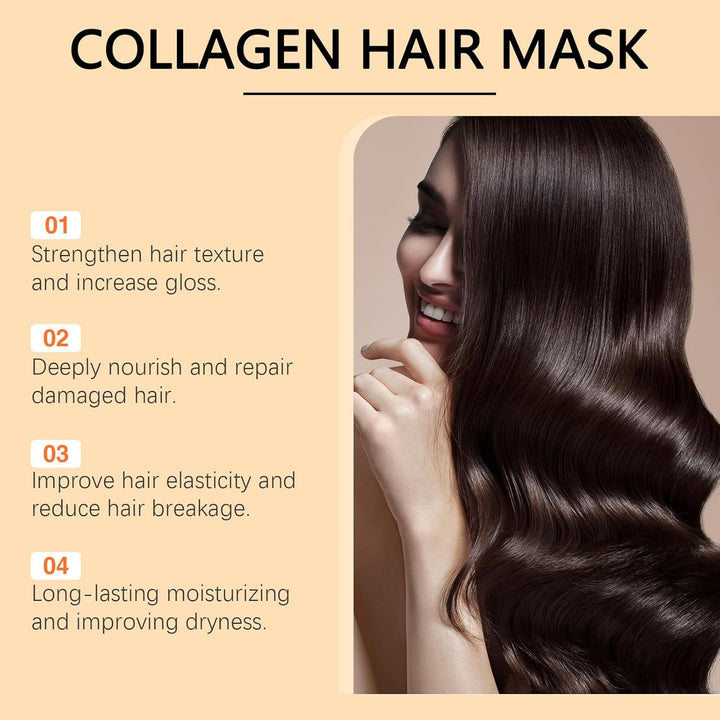 Collagen Conditioner, Deep Conditioning Hair Mask, Moisturizing and Nourishing the Scalp, Anti-Frizz Repair