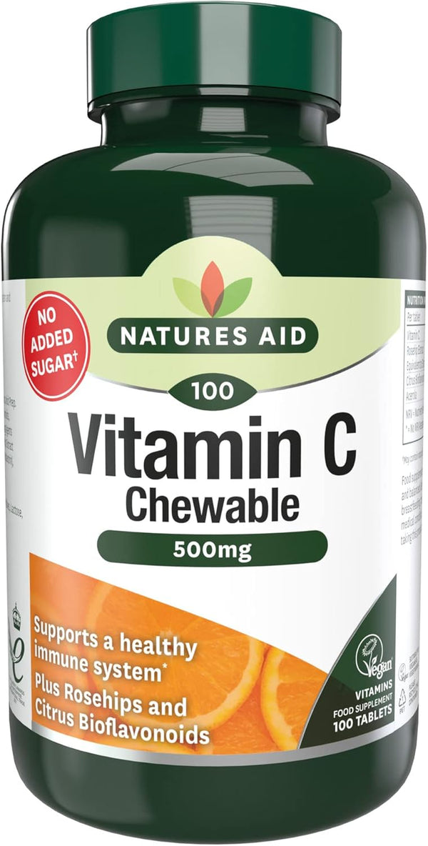 Vitamin C 500Mg 100 Chewable Tablets – Supports Immune System & Skin Health - High Strength, Sugar Free, Vegan, Non-Gmo – Antioxidant Supplement