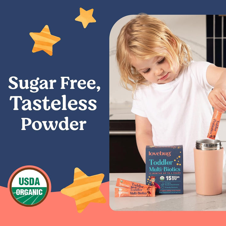 Kids Probiotic Powder - 15 Billion CFU Multi-Strain Formula - Friendly Bio Cultures to Support Gut Health for Children & Toddlers Aged (12 Months to 4 Years) - 30 Unflavoured Sachet Pack