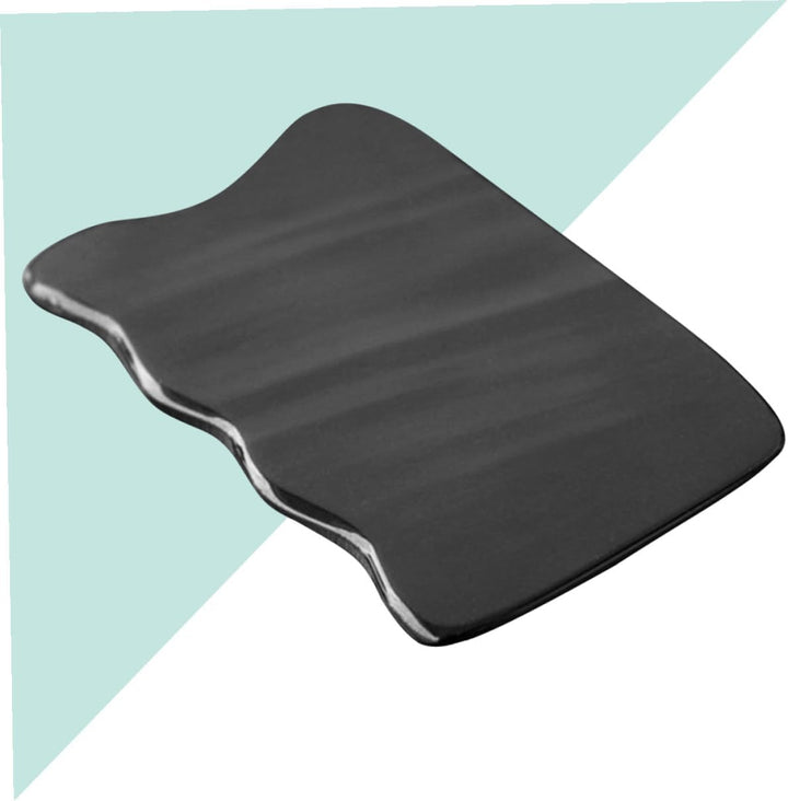 Natural Horn Gua Sha Massager Board for Face Neck and Back Smooth Comfortable Scrapping Tool Multi-Functional Black Wave-Shaped Scraping Plate Cattle Horn Material Skin-Friendly
