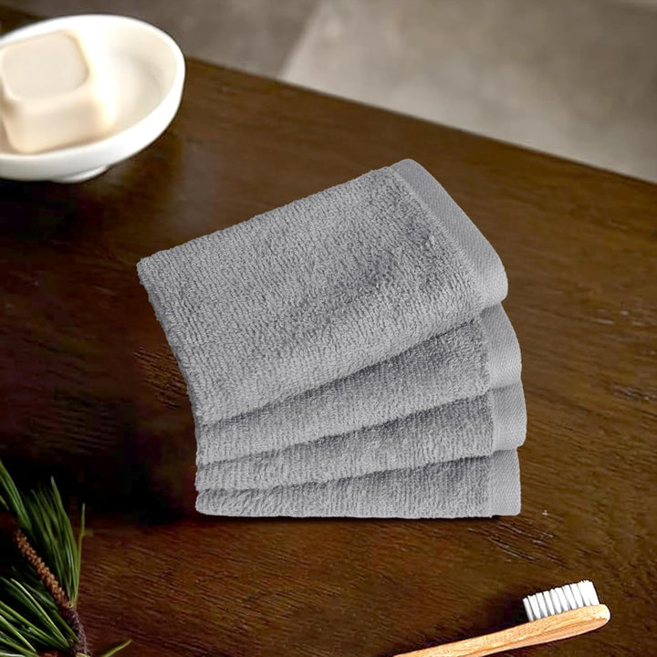 Face Towels for Bathroom, 100% Cotton Extra Absorbent Washcloth, Fast Drying - Salon Towel - 12-Pack, Grey (30 X 30 Cm)
