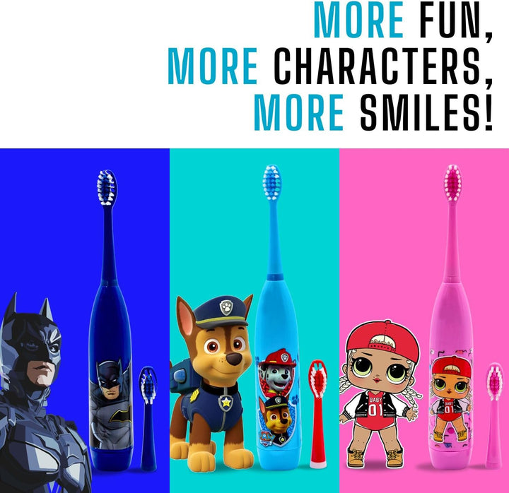 Paw Patrol Battery Powered Electric Toothbrush for Kids – Soft Zig-Zag Bristles, Easy-Grip Handle, Extra Replacement Head & Battery Included | Gentle, Effective, and Fun Oral Care for Children Ages 3+