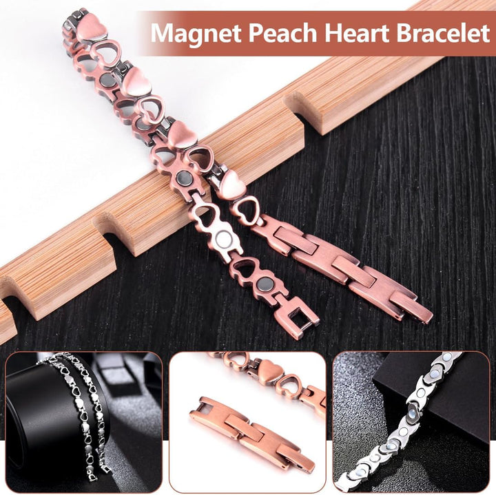 2 PCS Magnetic Bracelets for Women, Copper Bracelet, Silver + Copper