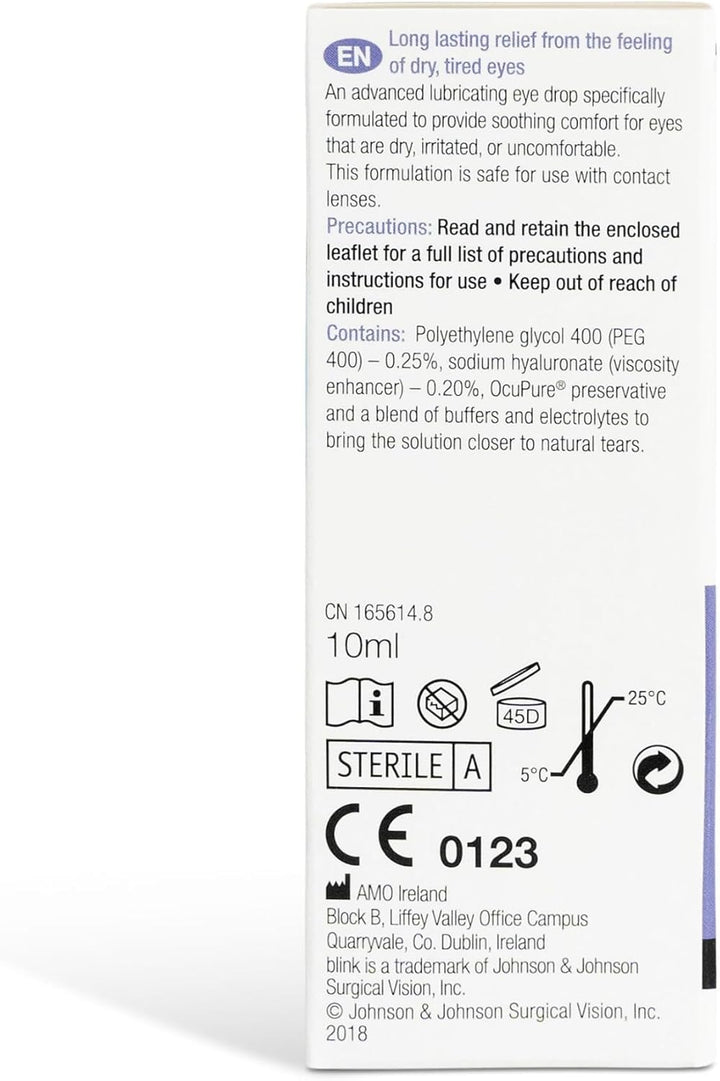 Intensive Soothing Eye Drops for Dry Eyes - Instant and Long-Lasting Lubricating Eye Drops for Tired Eyes with Hyaluronic Acid, Suitable for Contact Lens Wearers, 10 Ml