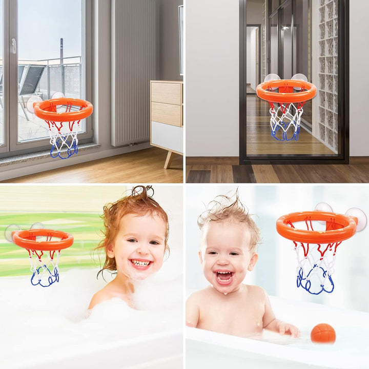 Baby Bath Toys, Bath Basketball Hoop for Baby, Bath Toys Fun Basketball Hoop & Balls Set 5 Balls Included, Bathes Toy Bathtub Basketballs Hoop with Strong Suction Cup, Fun Toddler Bathes Toy
