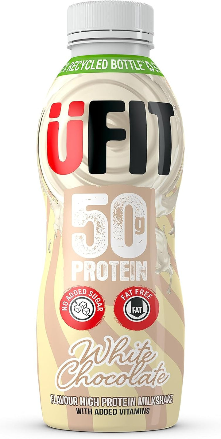 High 50G Protein Shake - White Chocolate Flavour - No Added Sugar - Low in Fat - Ready to Drink - Pack of 8 X 500Ml (Packaging May Vary)