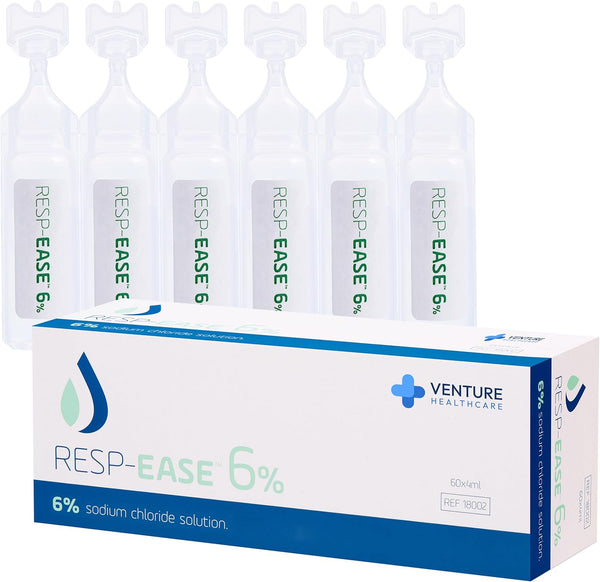 6% Sterile Hypertonic Saline Solution for Inhalation via Nebuliser - Helps Clear Airways and Congestion from Lungs - 60 X 4Ml Vials - Strong Nebuliser Saline Solution