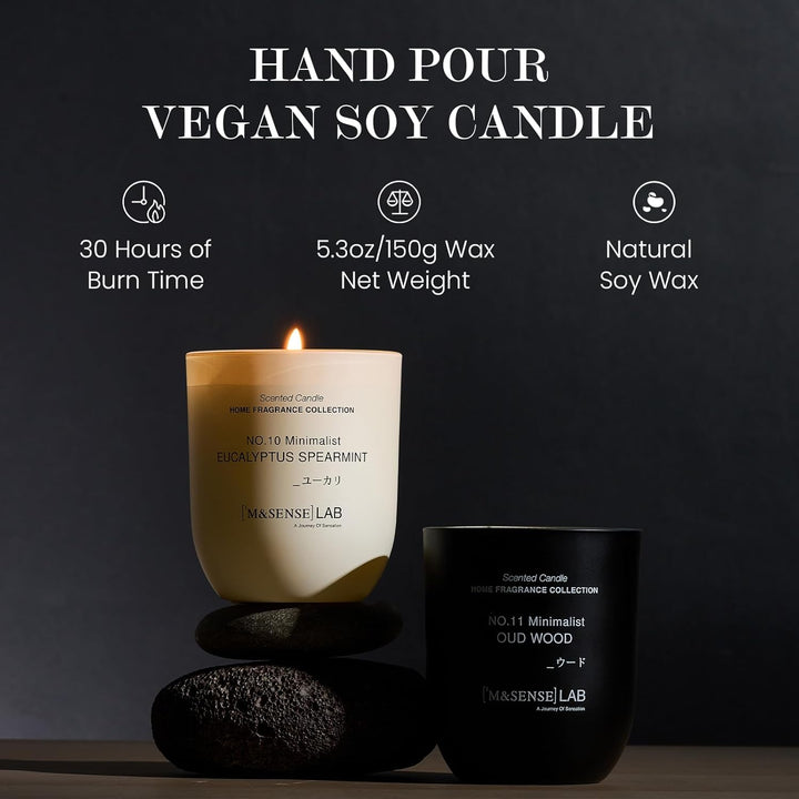 Natural Soy Candle Non Toxic Oud Wood Scented Candles for Home Small Jar Candles 150G 30 Hours Burn Time Minimalist Aromatherapy Candle Gift for Relaxation, Stress Relief,Mediation