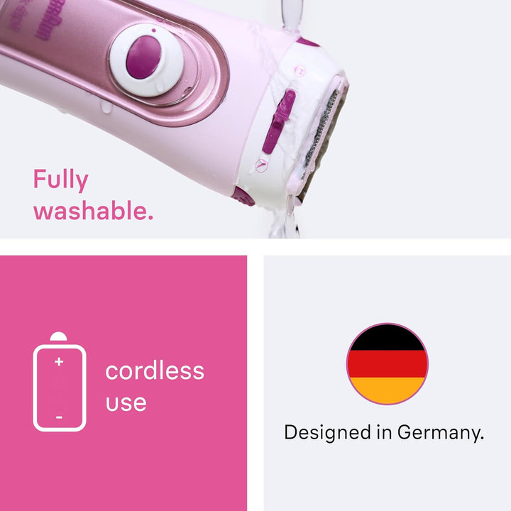 Silk-Épil Lady Shaver 5-100 2-In-1 Wireless Electric Women'S Razor and Trimmer, Pink