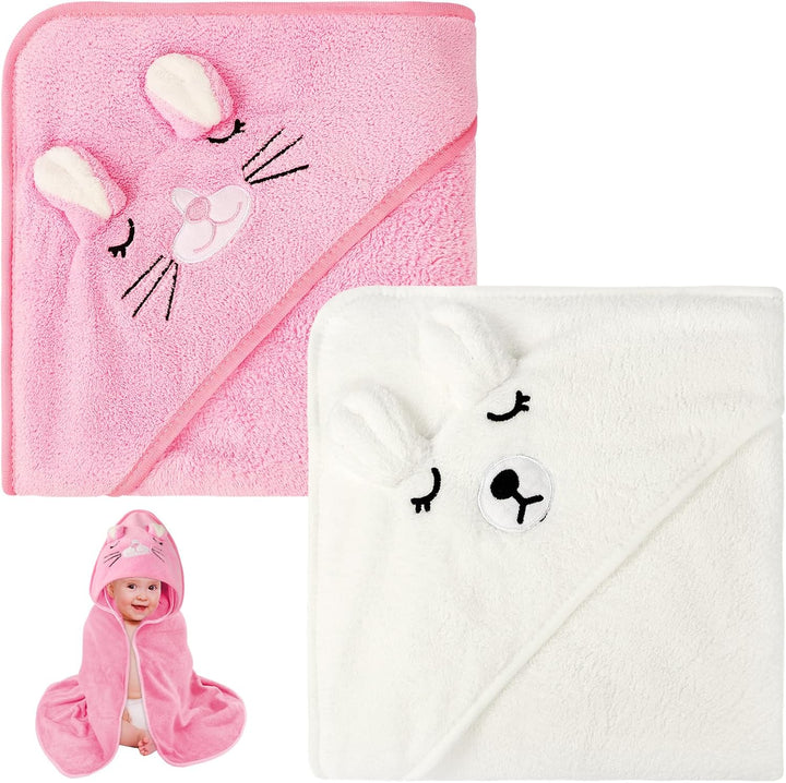 Baby Towels with Hood, Baby Bath Towels, 80X80Cm Soft and Absorbent Large Baby Bath Towel for Newborn and Infant, Toddler Bath Towel for Boys and Girls (Pink)