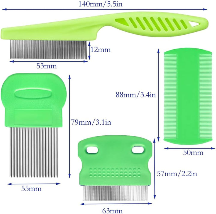 4 Pcs Lice Comb, Stainless Steel Tooth Comb, Lice Removal Combs