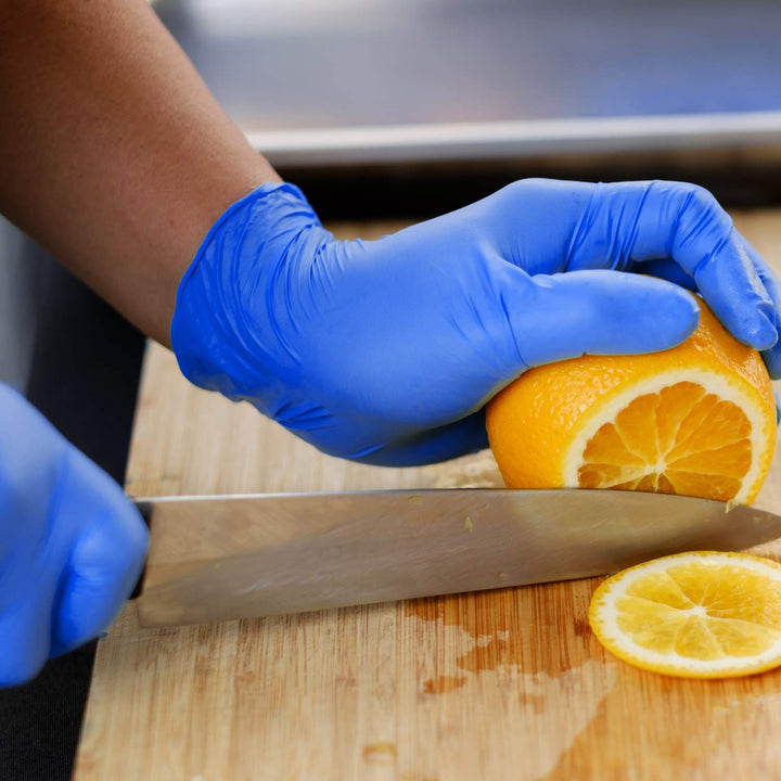 Blue Vinyl Disposable Gloves Large 100 Pack - Latex Free, Powder Free Medical Exam Gloves - Surgical, Home, Cleaning, and Food Gloves - Ambidextrous (L Pack of 100)