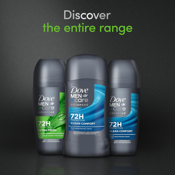 Dove Men+Care Advanced Clean Comfort Men'S Antiperspirant Deodorant Roll on with ¼ Moisturising Cream & Anti-Odour Technology for 72 Hour Protection against Sweat and Odour 50 Ml