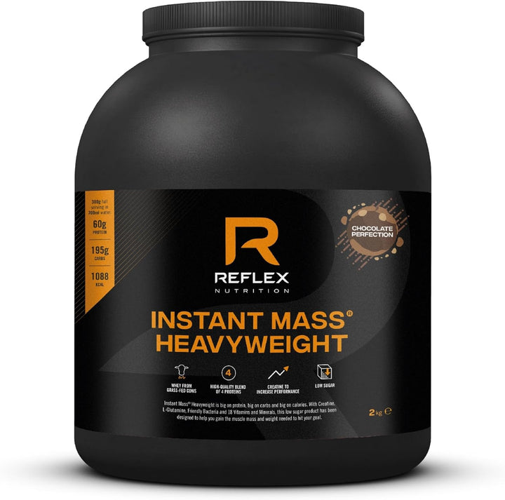 Nutrition Instant Mass Heavyweight - Mass Gainer - over 1000 Kcal per Serving, 60G Protein, Creatine - High Calorie Post Workout or before Bed Protein Shake (Chocolate Perfection, 2 Kg)