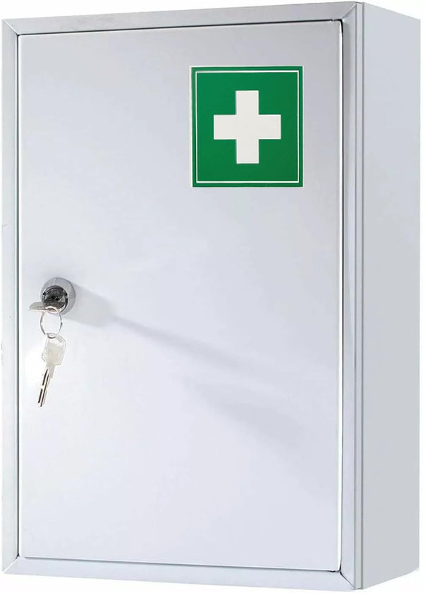 Wall Mount First Aid Medical Medicine Metal Steel Cabinet Box Lockable Case Box