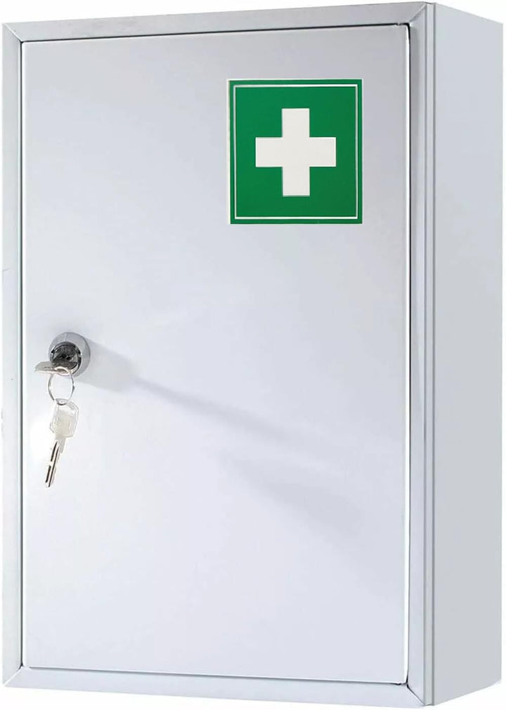 Wall Mount First Aid Medical Medicine Metal Steel Cabinet Box Lockable Case Box