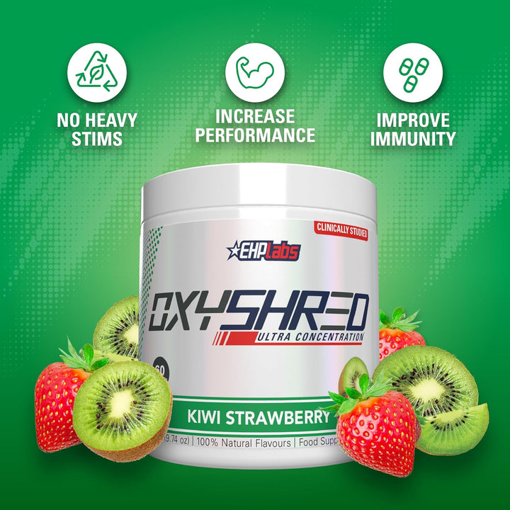 Oxyshred Pre Workout Powder & Shredding Supplement - Preworkout Powder with L Glutamine & Acetyl L Carnitine, Energy Boost Drink - Kiwi Strawberry, 60 Servings