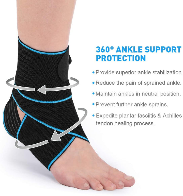 Ankle Support Brace - Adjustable Ankle Brace Wrap Strap for Sports Protect, Plantar Fasciitis, Achilles Tendonitis, Ligament Damage, Injury Recovery, One Size for Men Women 1 PC Blue