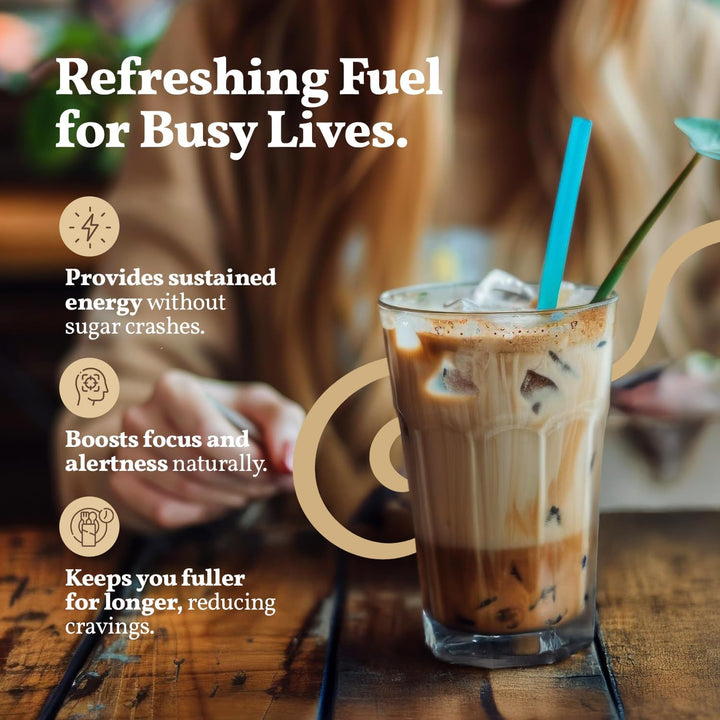 Caramel Protein Iced Coffee 400G - Premium Whey Protein Powder & Instant Coffee - 100% Natural with No Artificial Flavours and Sweeteners - 105Mg Caffeine, Acacia Fibre, Lion'S Mane, Organic Baobab