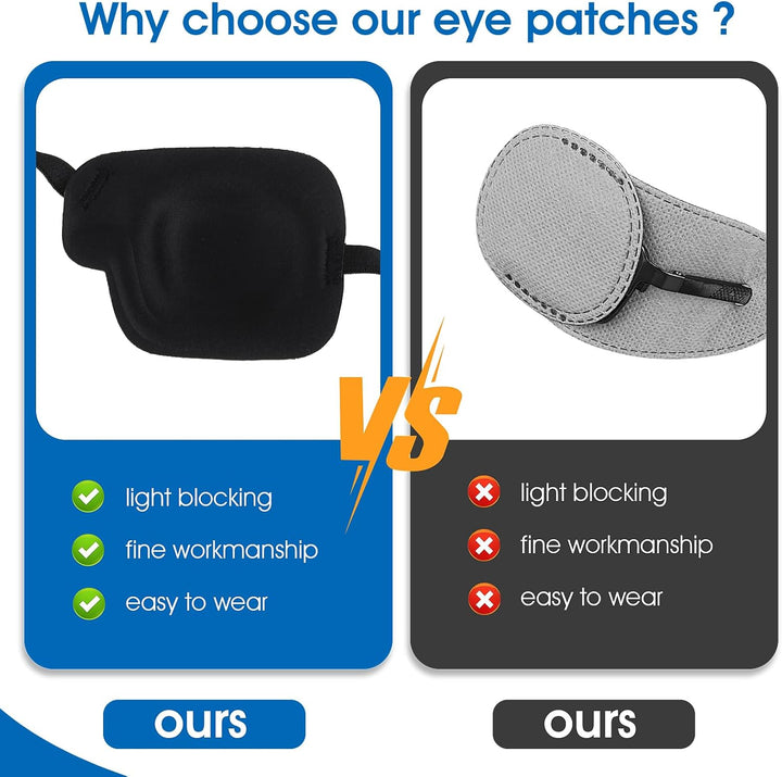 2Pcs Left Eye Patches for Adults,3D Adjustable Eyepatchs for Left Eye,Medical Eyepatch for Lazy Eye Amblyopia Strabismus or after Surgery (2Pcs Adjustable Buckle Style)