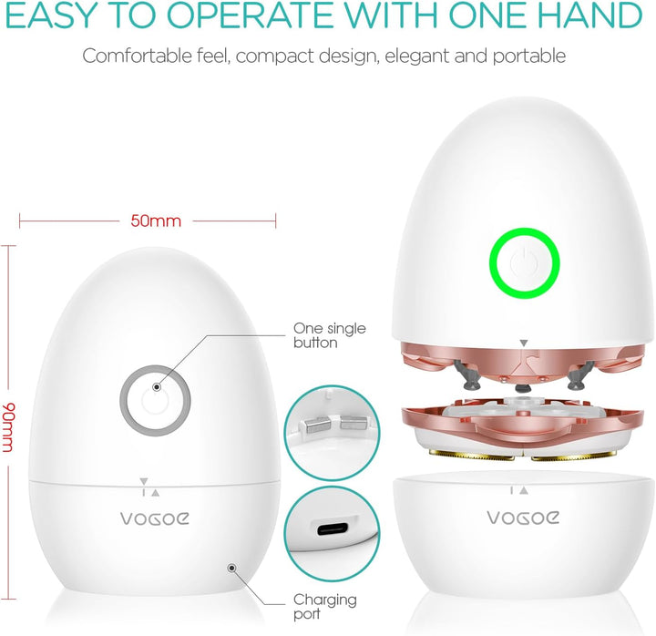 Electric Shaver for Women, Wet and Dry Rotary Razor, Hair Remover for Leg Face Lips Bikini Line, Rechargeable Waterproof and Cordless Trimmer Egg Shape ES300 (Gold)