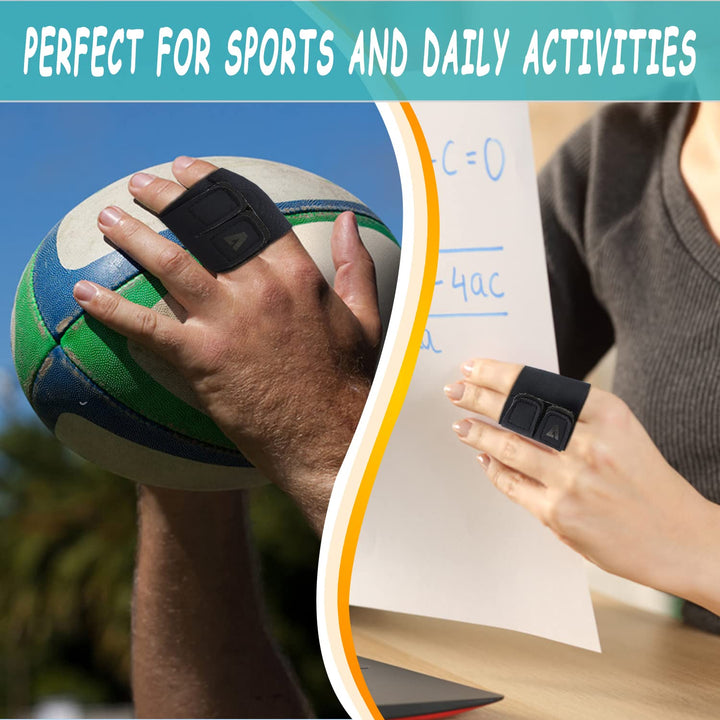 Finger Splint, Breathable Finger Buddy Wraps Finger Sleeve Support Adjustable Elastic Finger Brace Sports Aid for Arthritis Trigger Finger Finger Pain Relief and Sport Injuries - Black/M