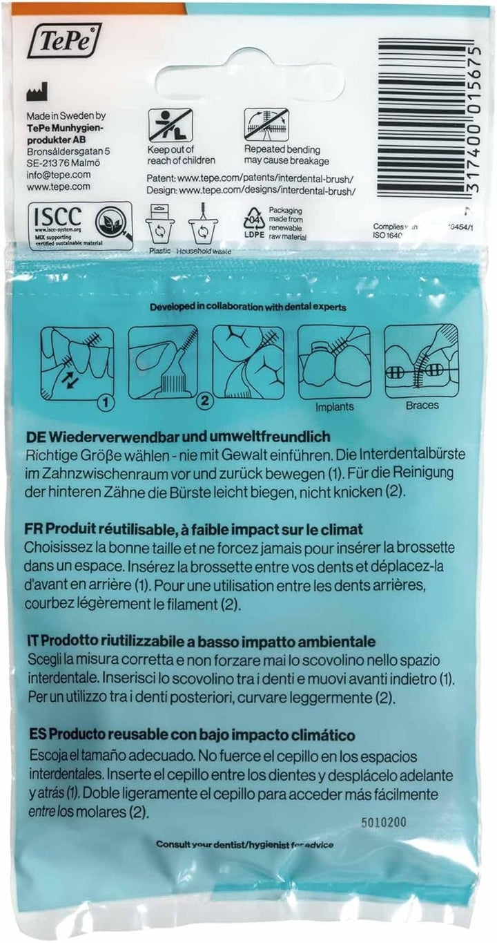 Interdental Brush, Original, Orange, 0.45Mm/Iso 1, 8Pcs, Teeth Cleaning Plaque Removal, Efficient Clean between Teeth, for Narrow Gaps