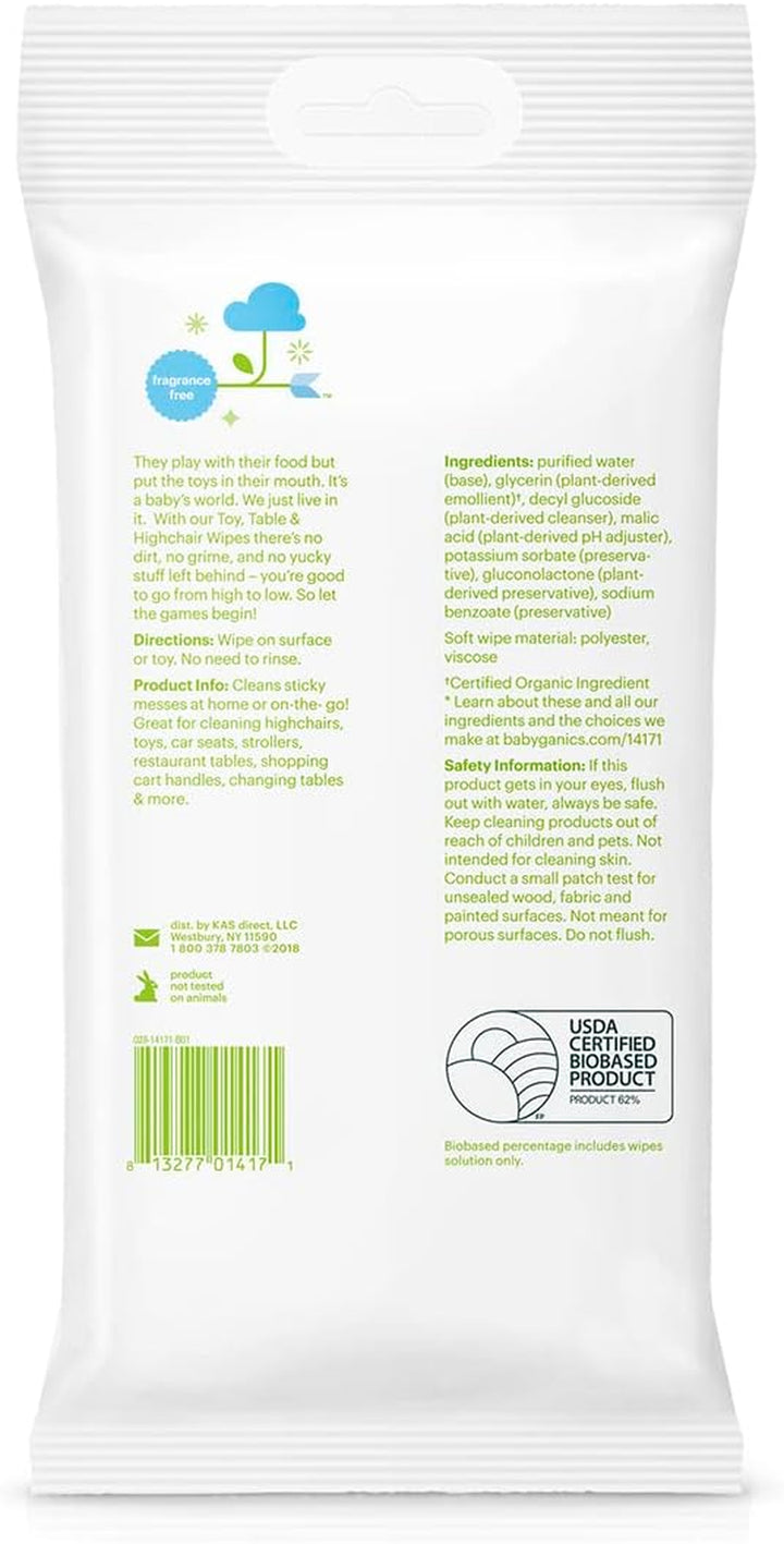 Toy, Table & Highchair Wipes, Fragrance Free, 25 Wipes -  - UK Seller