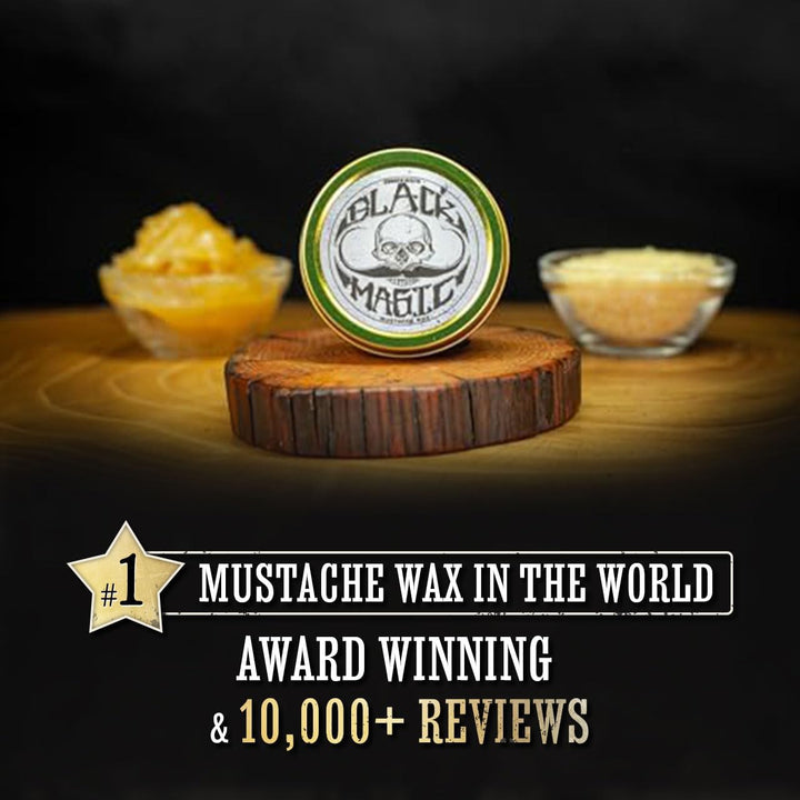 Black Magic Sudden Death Mustache Wax | Hide Grey Hair | Strong Hold | 1 Oz Tin | No Heat Source Required | Unscented