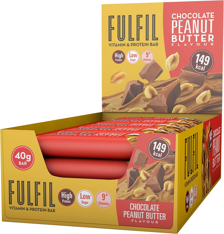 Vitamin and Protein Bars (15 X 40G Bars) — Chocolate Hazelnut Whip Flavour — 14G High Protein, 9 Vitamins, Low Sugar