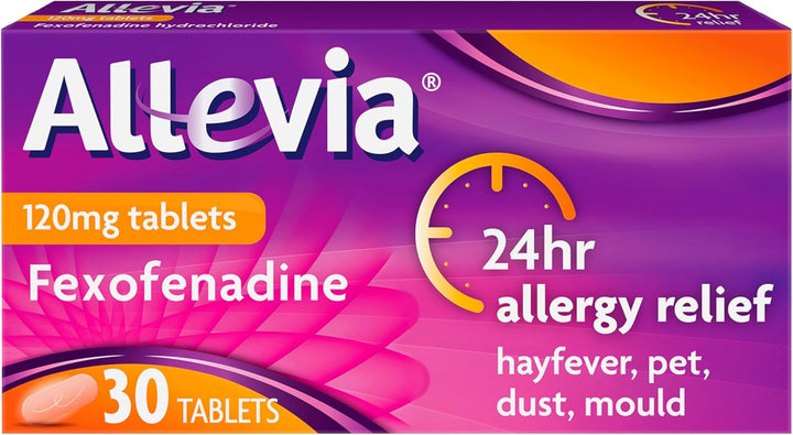 Hayfever Allergy Tablets, Prescription Strength 120 Mg Fexofenadine, 24Hr Relief Acts within 1 Hour, Including Sneezing, Watery Eyes, Itchy and Runny Nose, 30 Tablets