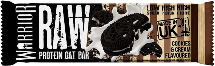 Raw Protein Bars – 12 X 75G High Protein Snack – High Fibre, Low Sugar – Ideal Meal Replacement or Healthy Nutrition Energy Snacks - Oat Bar Flapjacks – UK Made (Cookies & Cream)