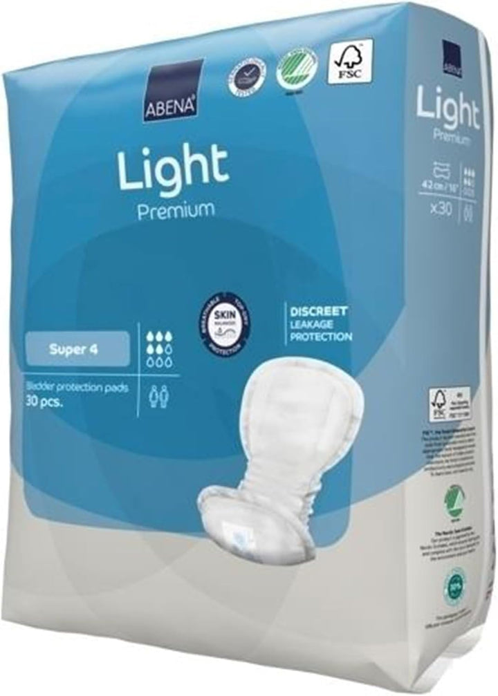 Light Incontinence Pads, Eco-Labelled Women'S Pads Adults, Breathable and Comfortable with Fast Absorption and Protection, Light Maxi 4, White, 850 Ml, 30 PK