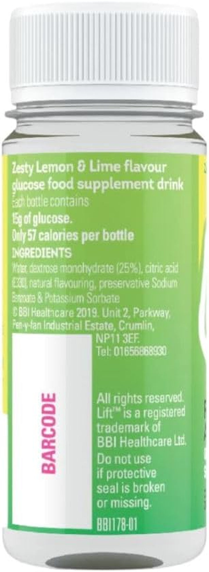 Fast-Acting Glucose Energy Juice Shots, Lemon & Lime, 12 Pack of 60 Ml Bottles