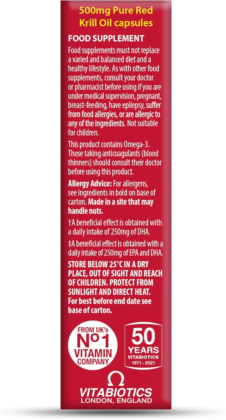 Red Krill Oil Nutritional Supplement Capsule with Omega 3-9 Fatty Acids DHA EPA Astaxanthin for Heart Brain and Eye Vision Support from Antarctic Marine Phospholipids