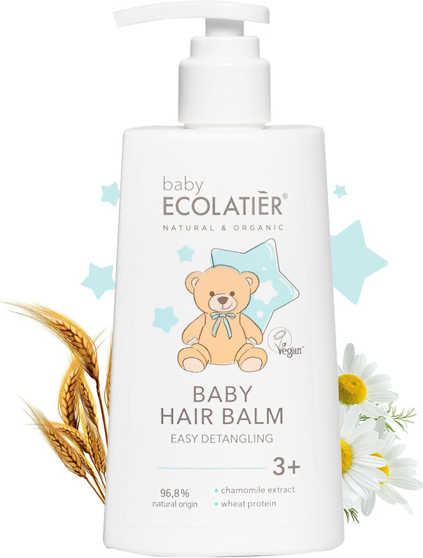 Baby Hair Balm Easy Detangling 3+ - Kids Conditioner with 96.8% Natural Ingredients, Vegan Certified, Gentle Hair Conditioner for Children and Babies, Hair Balm for Soft Hair, 250 Ml