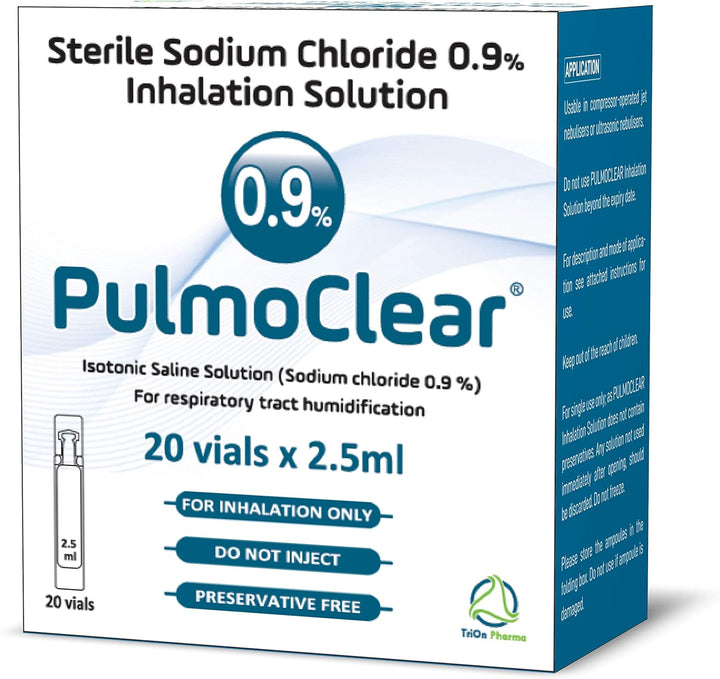 Sterile Isotonic 0.9% Sodium Chloride - Nacl Inhalation Sterile Saline Solution for Airway Humification – 20 X 2.5 Ml Unit Dose Vial, Pharmaceutical Grade